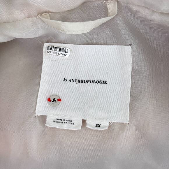 Anthropologie Jacket Womens 2X Faux Fur Hoodie Zip Up Checkered Boho Crop Fleece - Picture 3 of 11